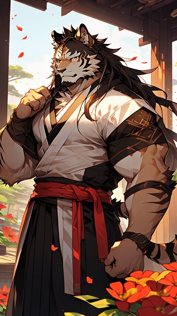 (masterpiece),(high resolution),(复杂of细节:1.4),Extremely detailed,(illustration:1.2),8K,Reality,精美of,独自of,age,年长of雄虎 ,White Tiger,muscular,Japanese swordsman,Masculinity ,(白色of头发:1.3),Long hair,长长of白胡子,scar,badly damage,harm,残破of身体 ,冰冻of湖,of ,pain,赤裸of身体