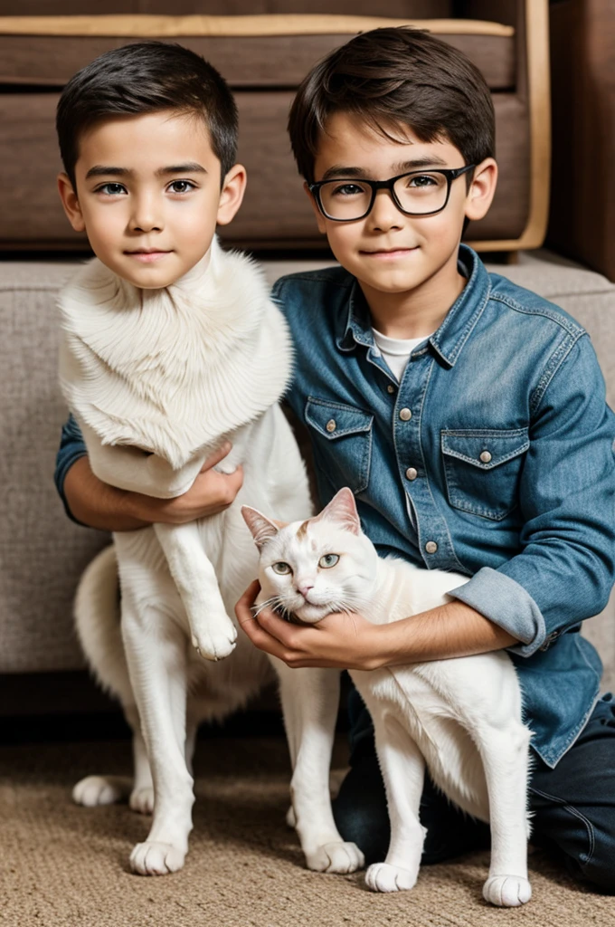 Boy with dog face and cat feet