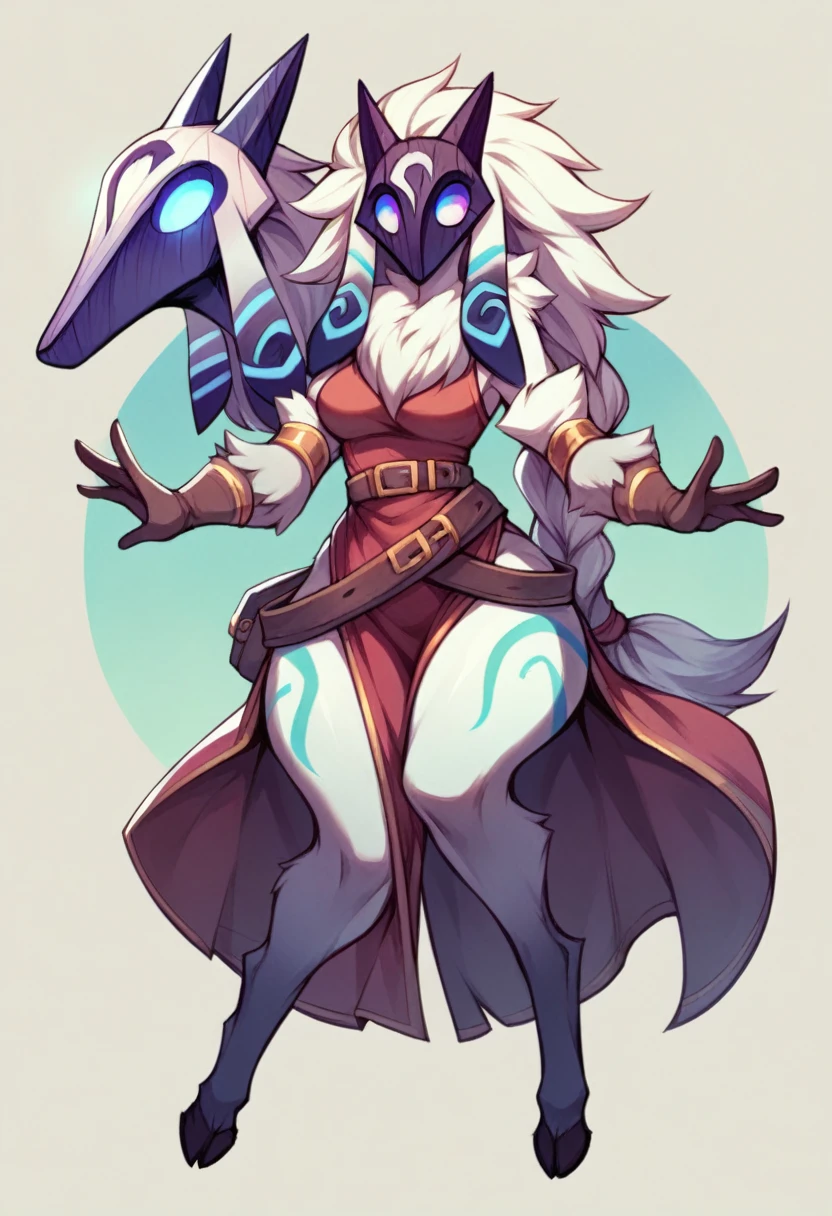 Kindred Female Lamb ,big hips, long hair braid , Belt ,mask ,Full body , armwear