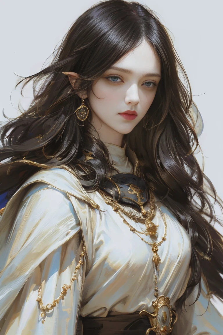 {portrait of girl},(white background),[[artist:as109,artist:wlop]],{[artist:WANKE]},[artist:ciloranko],[[artist:hiten]],artist:K-SUWABE,{{artist:mamimi}},((((dnd,fantasy,medieval)))),artist:OKAZU,,solo,official alternate costume,offcial art,,medium breasts, black hair, messy long hair,best quality, amazing quality, very aesthetic, note, line draft, highres, absurdres, (ultra-detailed:1.1) (beautiful detailed face),qzclothesdesign,qzmajiccircle