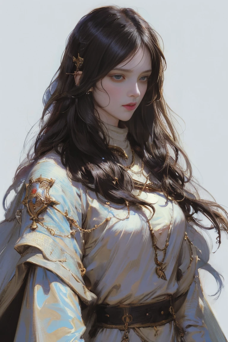 {portrait of girl},(white background),[[artist:as109,artist:wlop]],{[artist:WANKE]},[artist:ciloranko],[[artist:hiten]],artist:K-SUWABE,{{artist:mamimi}},((((dnd,fantasy,medieval)))),artist:OKAZU,,solo,official alternate costume,offcial art,,medium breasts, black hair, messy long hair,best quality, amazing quality, very aesthetic, note, line draft, highres, absurdres, (ultra-detailed:1.1) (beautiful detailed face),qzclothesdesign,qzmajiccircle
