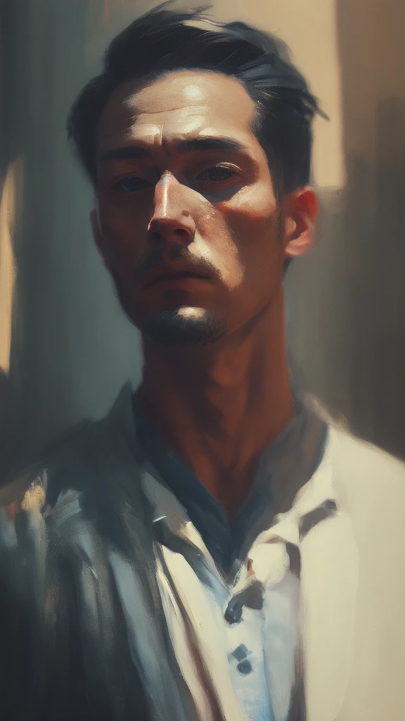 a painting of a man standing, a character portrait, artstation hd, detailed painting, photo taken with provia, kodak portra, film grain, featured on unsplash, film grain, cinematic view, photo taken with provia
