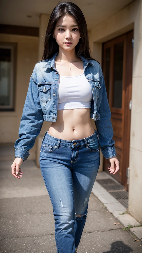 Generate 5 realistic photos of beautiful nepali Girl in top and jeans 