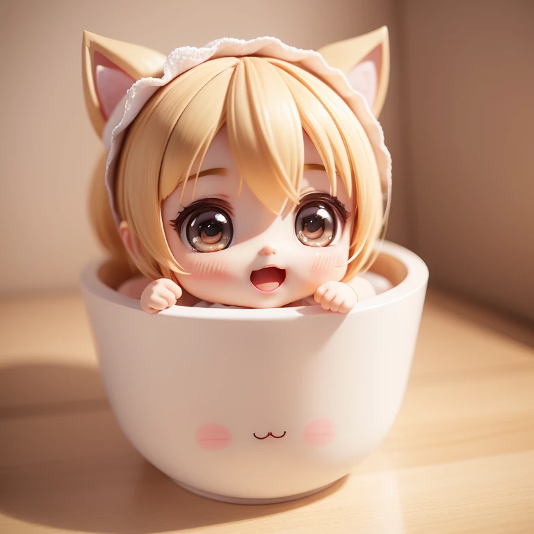 Cute Baby Chibi Anime,(Super masterpiece,top-quality,ultra-detailliert,Chibi bathroom,shampoo,rinse,Body soap,These come in cute containers,A detailed face,Smile with open mouth, big head,(Chibi:1.4),8k,