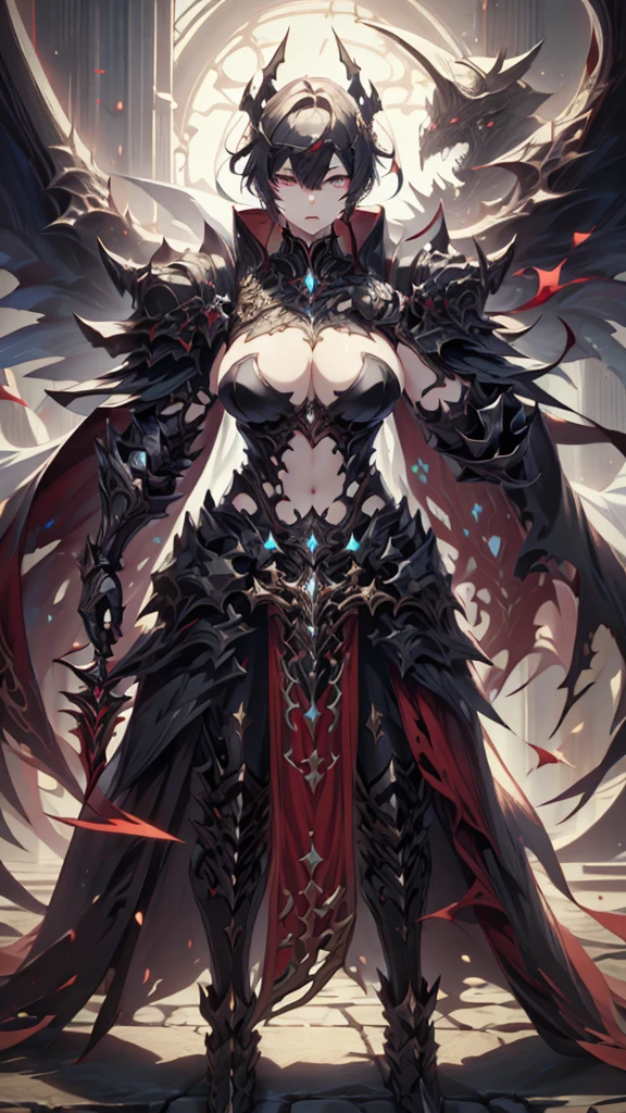 (masterpiece, 4K ,Super detailed:1.2), (anime:1), (Perfect quality), (anger), (((Adult body))), The whole body is shown, View Viewer, Muscle girl, Abdominal muscles, tits, female knight, titsアーマー鎖帷子, Female Swordsman, Long sword