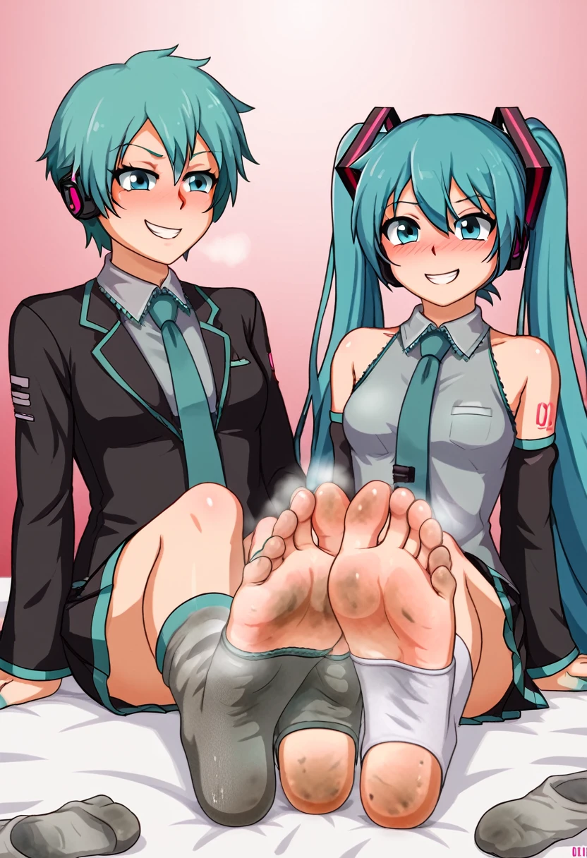 ((high quality:1.2)), 8k, extremely detailed, ((High detail:1.2)), (Hatsune Miku), a girl with 18 years old, (gift ribbons), ((reverse suspended congress sex)), BREAK,