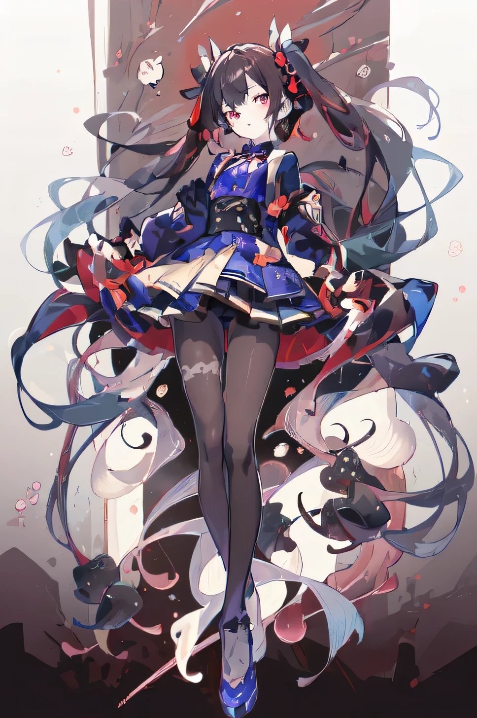 1 Girl, Black_好of, Black_Underwear, 好of, Chests, head_go out_of_frame,blue jacket, Lace, Lace_prune, lexistg_hair, Medium_Chests, mole_exist_Chest, Umbilical cord, Open_clothing, Open_jacket, Underwear, _exist below_Pantyhose, Pantyhose, police, _, 短of_sleeve, Alone of, exist belowwearal_ygo outuber, of_Eye,