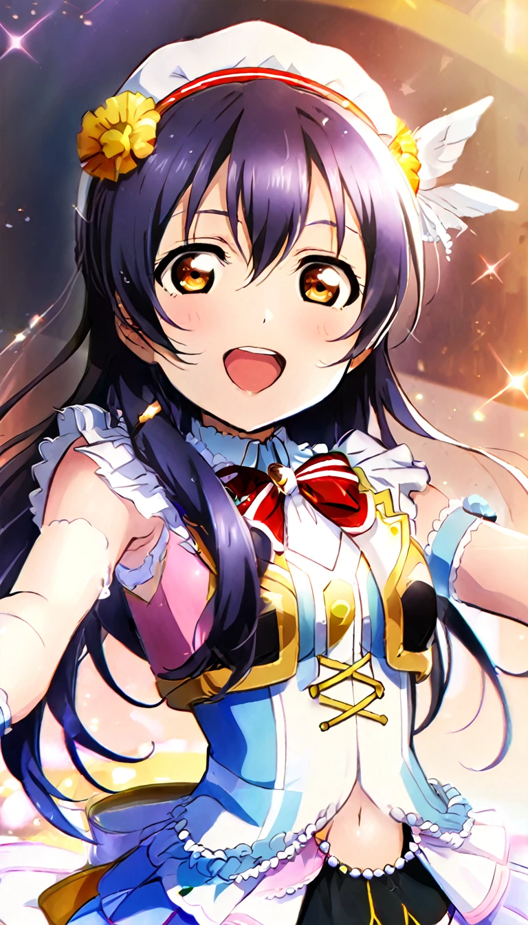 1girl, Umi Sonoda, upper body, idol costume, smile, id_umi_sonoda,