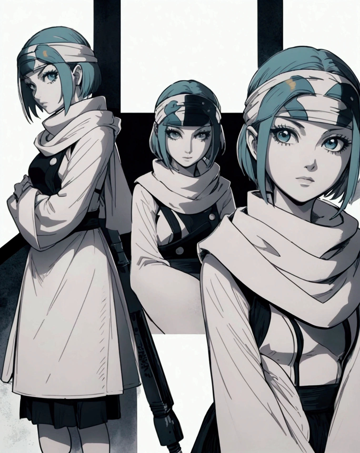masterpiece), best quality, high resolution 1girl bob cut medium hair standing alone cowl headband profile image looking at viewer beautiful eyes beautiful face extremely detailed