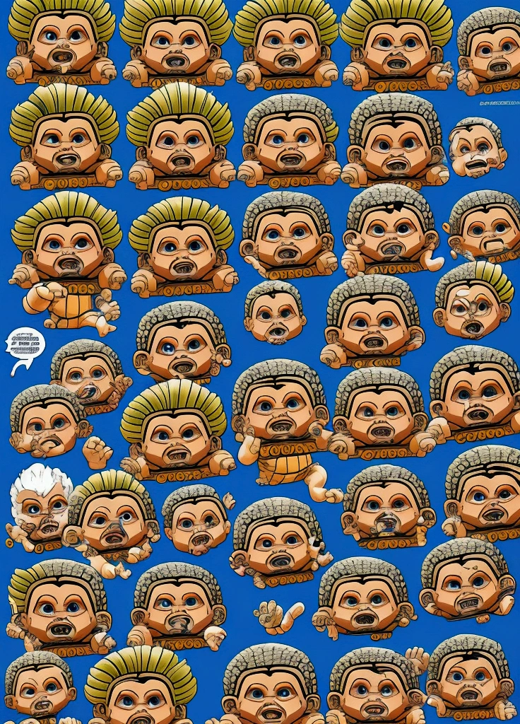 Medusa turning men into stone, ((garbage pail kids style)), in Greece, no text, wide angle, cartoon, high quality, watercolor, detailed, full body