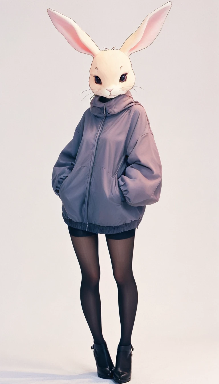(8K, RAW photos, best quality, masterpiece: 1.2) (realisticlying, photograph realistic: 1.4) (rabbit head) (human body) (pantyhose)
