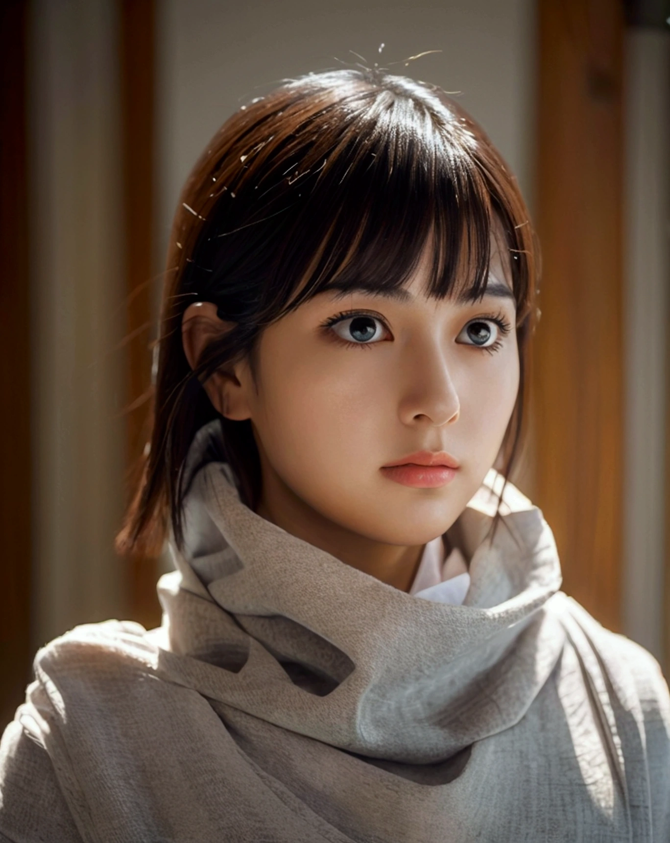 masterpiece), best quality, high resolution 1girl bob cut medium hair standing alone cowl headband profile image looking at viewer beautiful eyes beautiful face extremely detailed