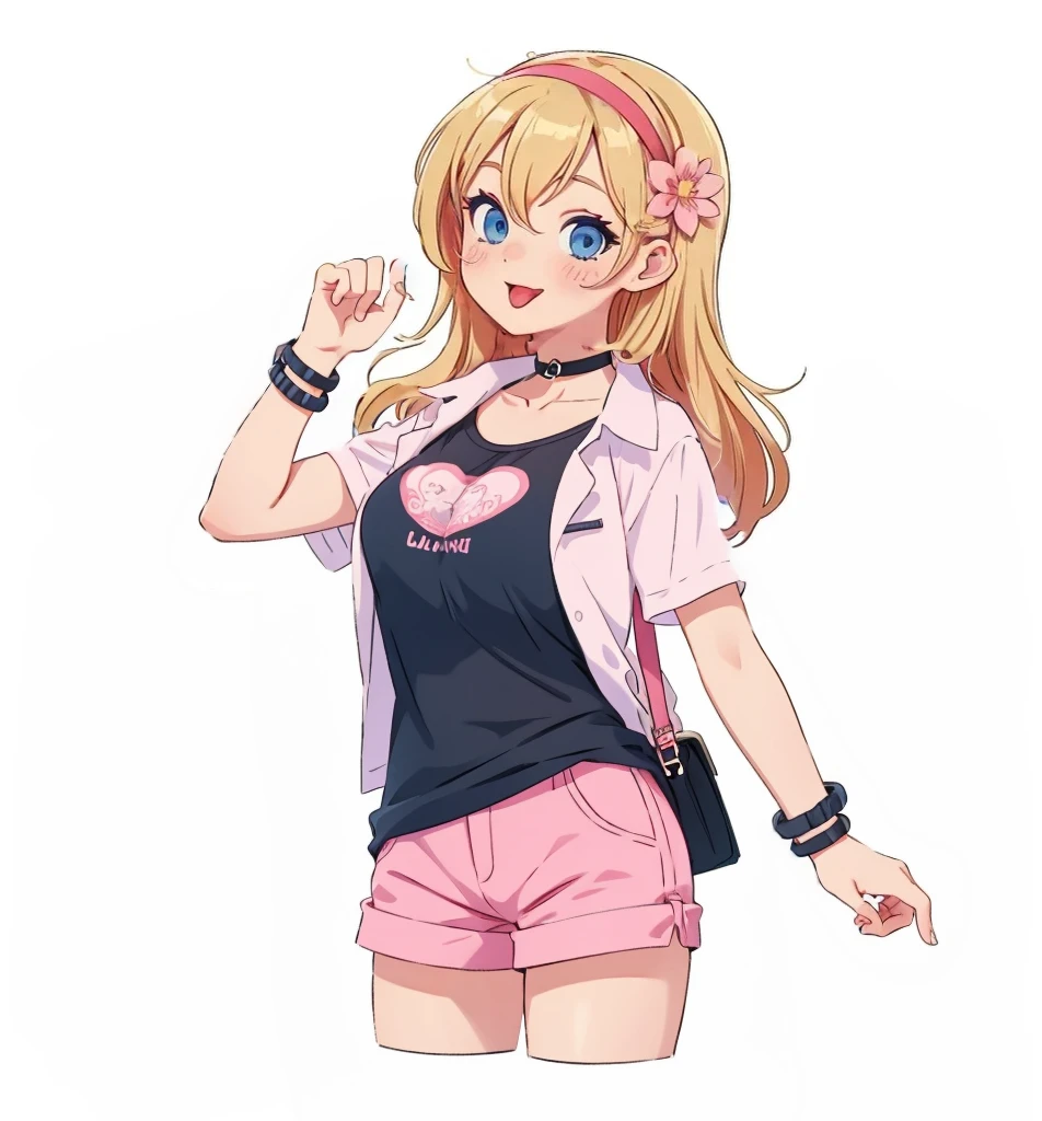 oversized shirt, bra visible under shirt, shorts, pink bra, punk, accessories