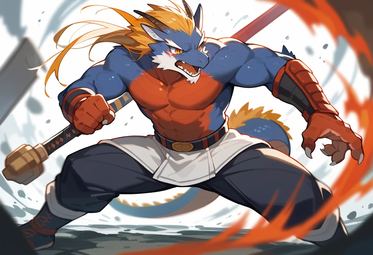 top quality, High quality illustrations((masterpiece))depth of field, motion blur, Ridiculous, perfect anatomy, magnificent picture of Kanno fighting fierce battles, Kanno, 1 boy, focus only, Humanity((dramatic))epic, arms, dynamic poses, A scene from a movie,