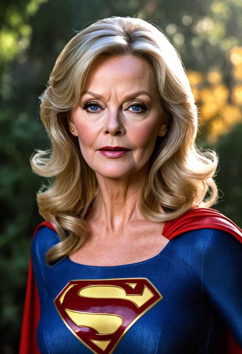 super old  Jean Smart Supergirl; HD. Photograph, ((realism)), extremely high quality RAW photograph, ultra detailed photograph, sharp focus, high resolution, (detailed skin:1,3),high quality, film grain, Fujifilm XT3,Highly Detailed, movie, (Cinematic Photo:1.3) of (Realistic:1.3), by John Byrne/Jerry Ordway