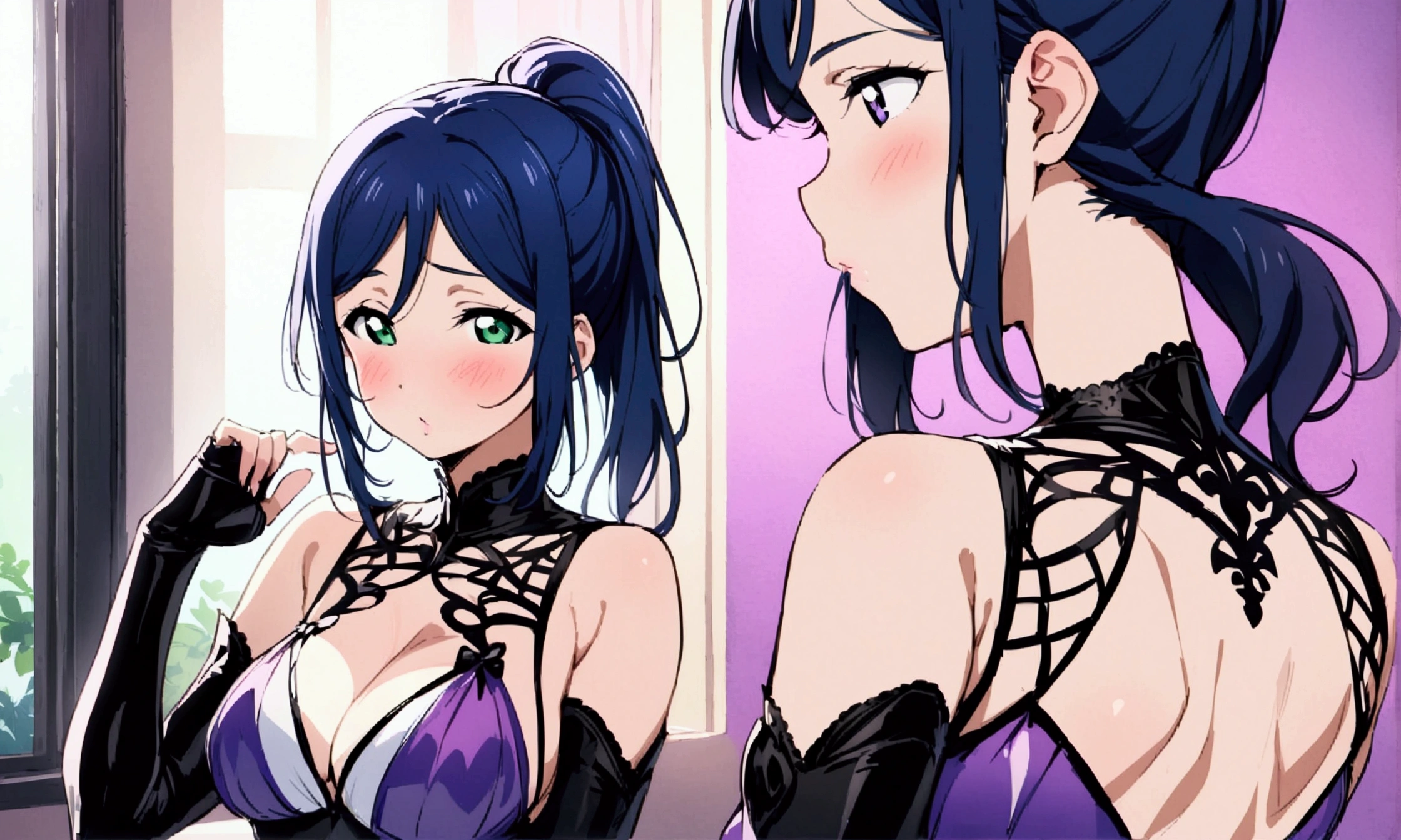 Love Live adult Kanan Matsuura, masterpiece, highest quality, gloss, clothing random, sensitive, beautiful background, transformed