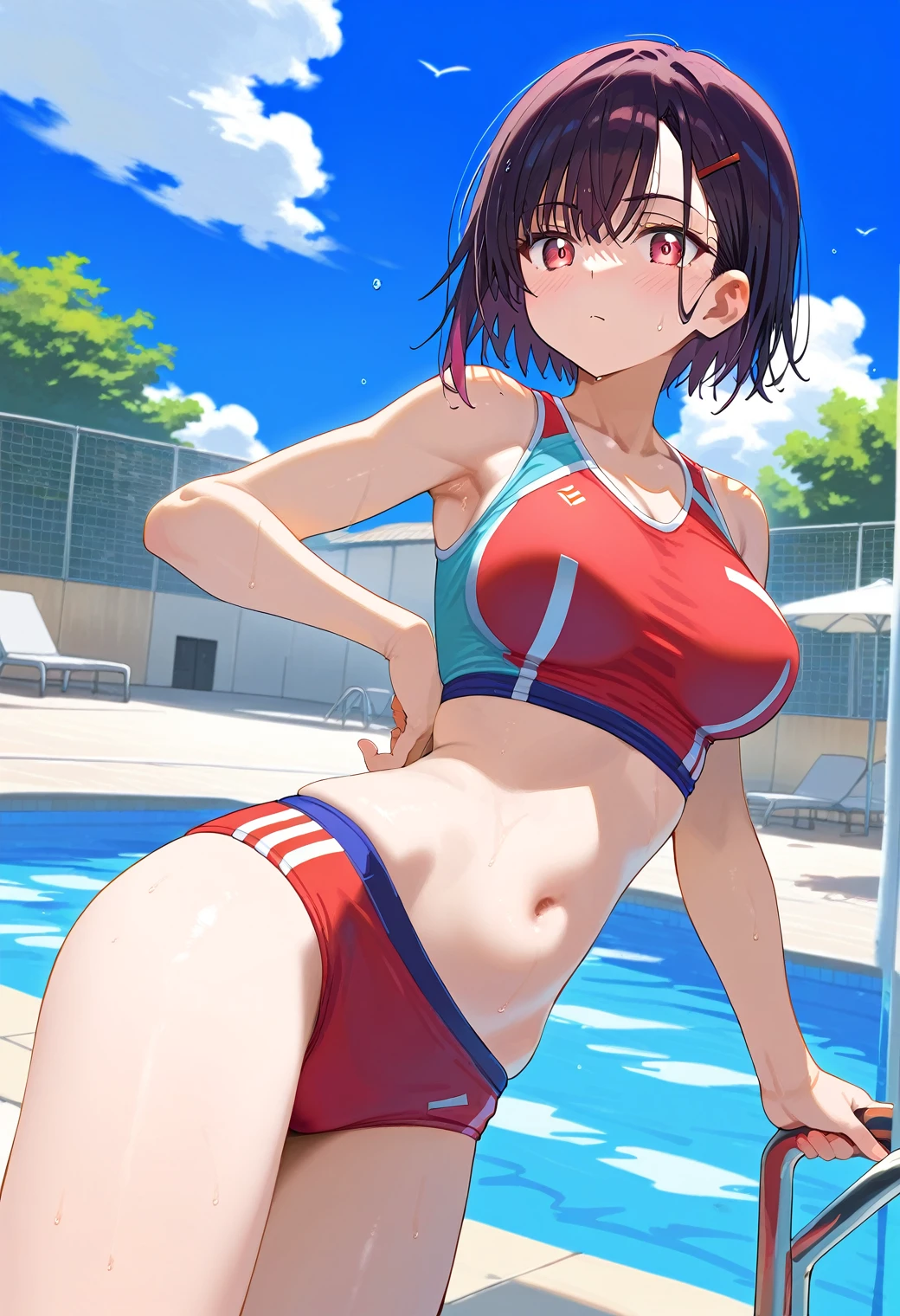 Mikazuki Shizuka, alone, Sportswear,Poolside,BREAK
score_9, score_8_superior, score_7_superior, anime