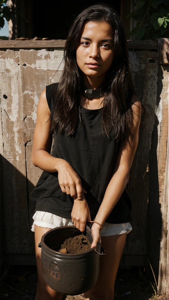 Poor charming beautiful blind eye black girl on black shade that became rich in America after coming across a black pot of treasure dig by a grandmother in a farm abandoned for years during farming.