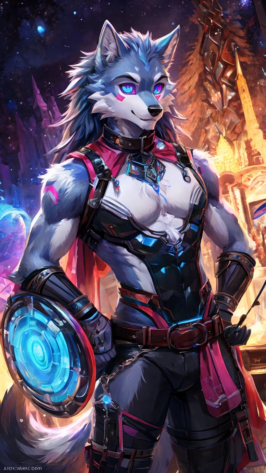 Wolf anthro with holographic eyes