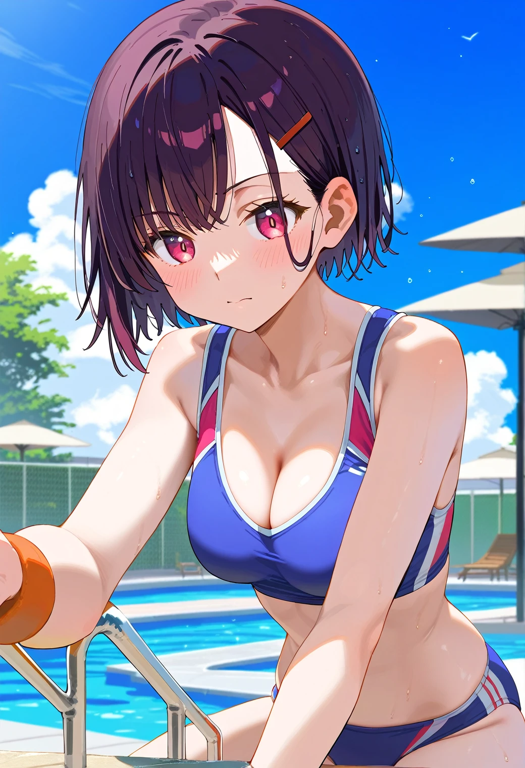 Mikazuki Shizuka, alone, Sportswear,Poolside,Training with a man,BREAK
score_9, score_8_Excellent, score_7_Excellent, anime