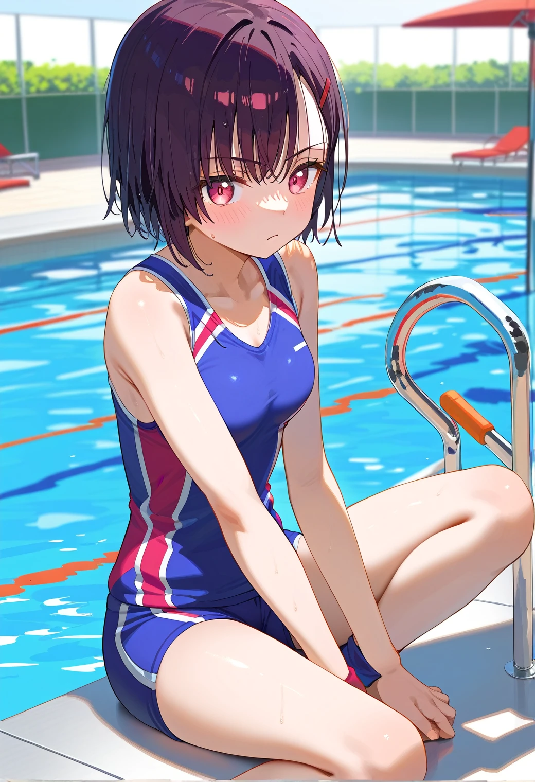Mikazuki Shizuka, alone, Sportswear,Poolside,Training with a man,BREAK
score_9, score_8_Excellent, score_7_Excellent, anime