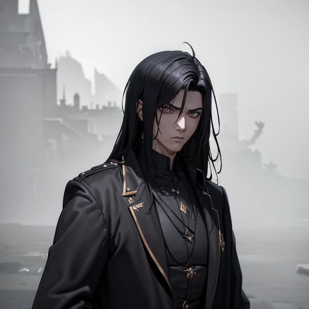 Yoo Joonghyuk, black long trench coat, omniscient reader's viewpoint, webtoon character, highly detailed face, piercing eyes, strong facial features, dramatic lighting, cinematic composition, dark moody atmosphere, epic fantasy, digital painting, hyper realistic, 8k, intricate details, chiaroscuro lighting, dramatic shadows, intense expression, sharp focus