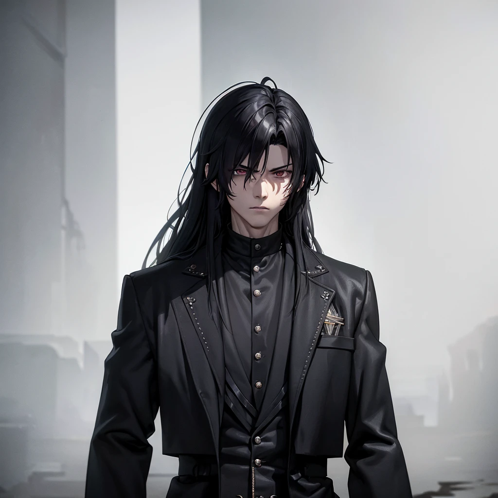 Yoo Joonghyuk, black long trench coat, omniscient reader's viewpoint, webtoon character, highly detailed face, piercing eyes, strong facial features, dramatic lighting, cinematic composition, dark moody atmosphere, epic fantasy, digital painting, hyper realistic, 8k, intricate details, chiaroscuro lighting, dramatic shadows, intense expression, sharp focus
