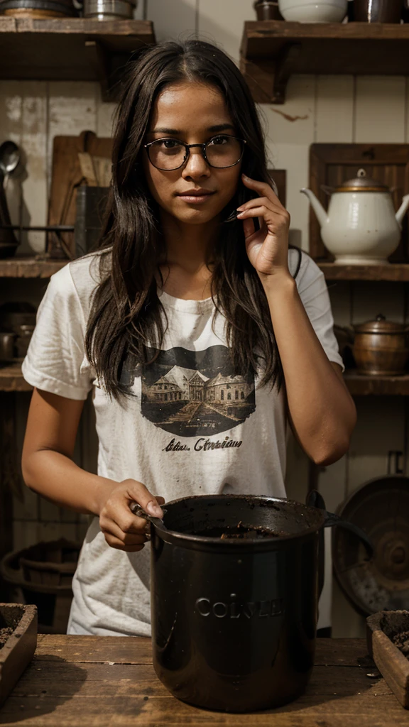 Poor charming beautiful blind eye black girl on black glasses that became rich in America after coming across a black pot of treasure dig by a grandmother in a farm abandoned for years during farming.