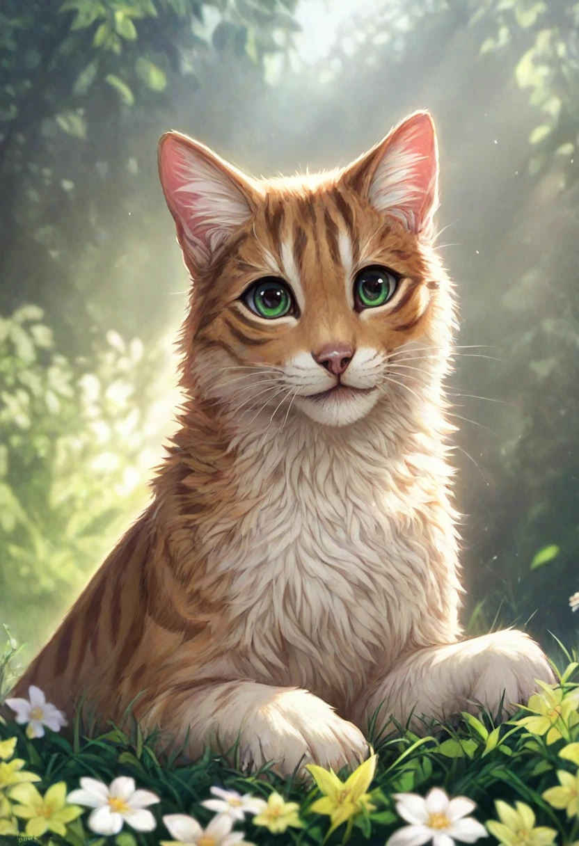 a tabby cat riding on top of a dog, extremely detailed, highly realistic, photorealistic, 8k, hyperdetailed, masterpiece, stunning lighting, cinematic composition, beautiful fur textures, expressive feline eyes, cute puppy dog eyes, whimsical, playful, vibrant colors, natural environment, lush vegetation, dappled sunlight