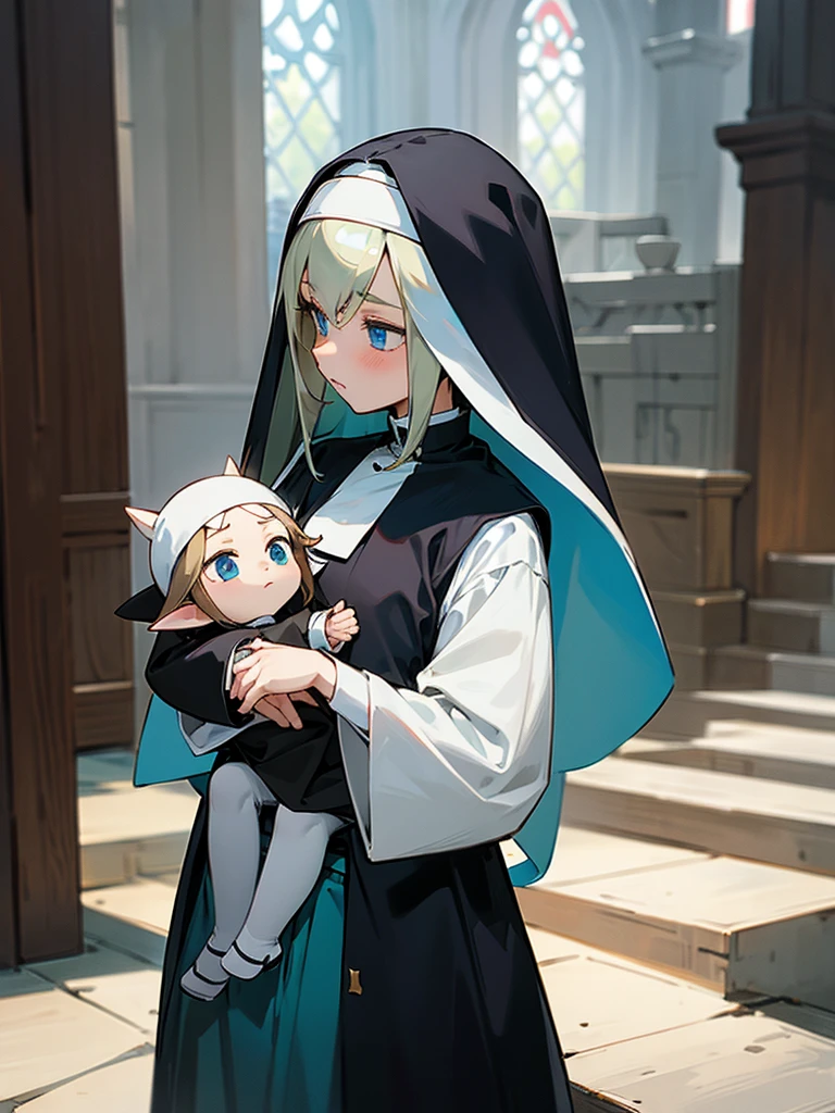 elf, teen, nun, young, shota, black head, short,