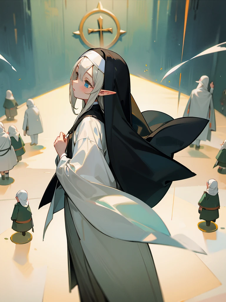 elf, teen, nun, young, shota, black head, short,