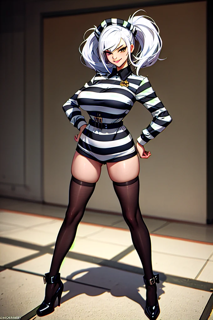 ((Masterpiece, best quality)),edgQuality,smirk,smug,bimbo glossy,full body,
edgHJ,striped clothing, a woman in a jail outfit posing for a picture ,wearing edgHJ,
