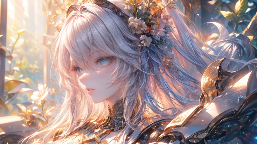 (best quality,8K,CG),detail upper body,lonesome girl,floral dress,forest background,detailed facial features,elegant long hair,almond-shaped eyes,detailed eye makeup,long fluttering eyelashes,blinking big eyes,twinkling stars,complex lip details,soft style