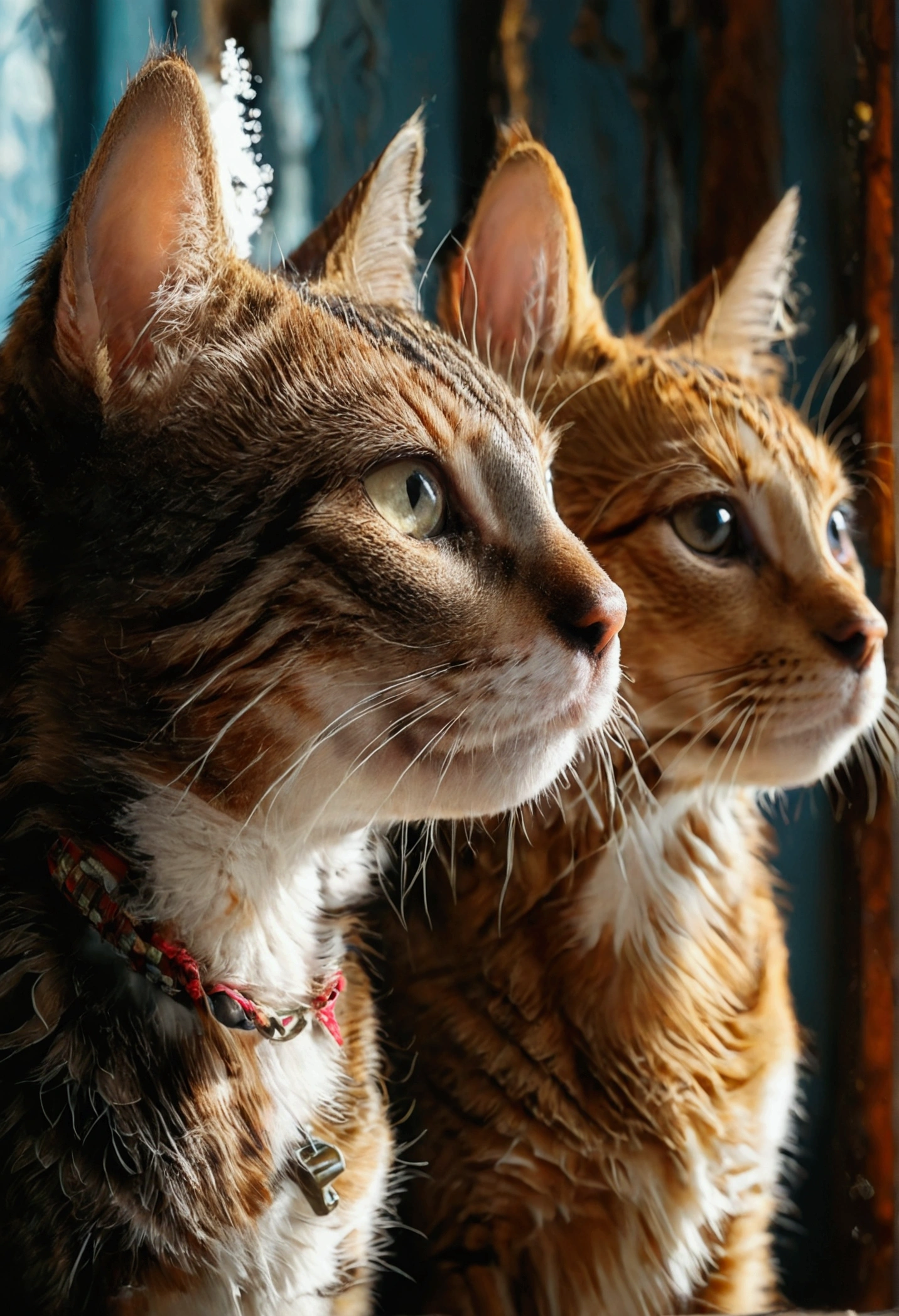 A tabby cat and a dog