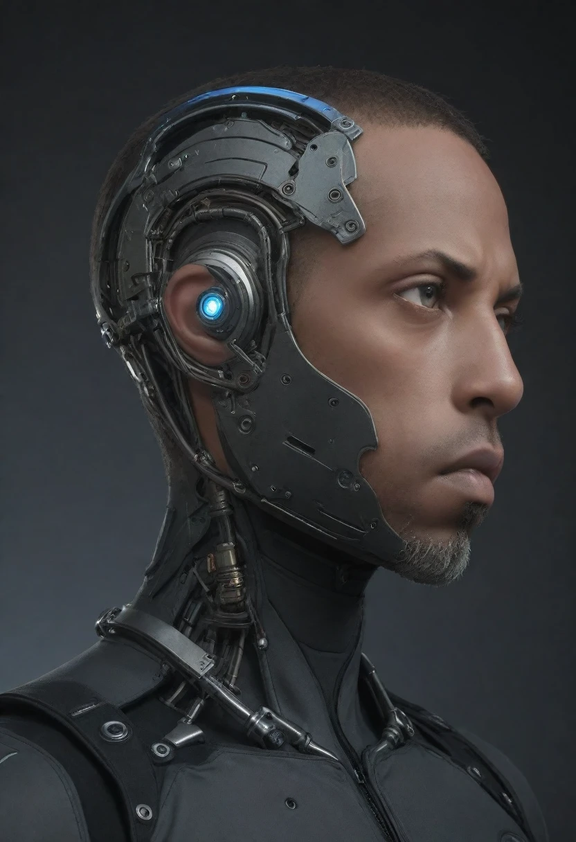 Mid-Action Close-Up: Close-up of Shawt's face in mid-action, capturing the tension and movement, with glowing eyes and mechanical details.

Full-Body Standing Pose: Shawt standing with a powerful stance, showing the full extent of his cybernetic body, glowing circuitry, and mechanical parts.

Half-Body Profile: Side profile shot of Shawt from the waist up, highlighting the cybernetic enhancements on his face and torso.

Close-Up of Hand: Detailed close-up of Shawt's cybernetic hand, showing intricate mechanical parts, metallic skin, and glowing circuitry.

