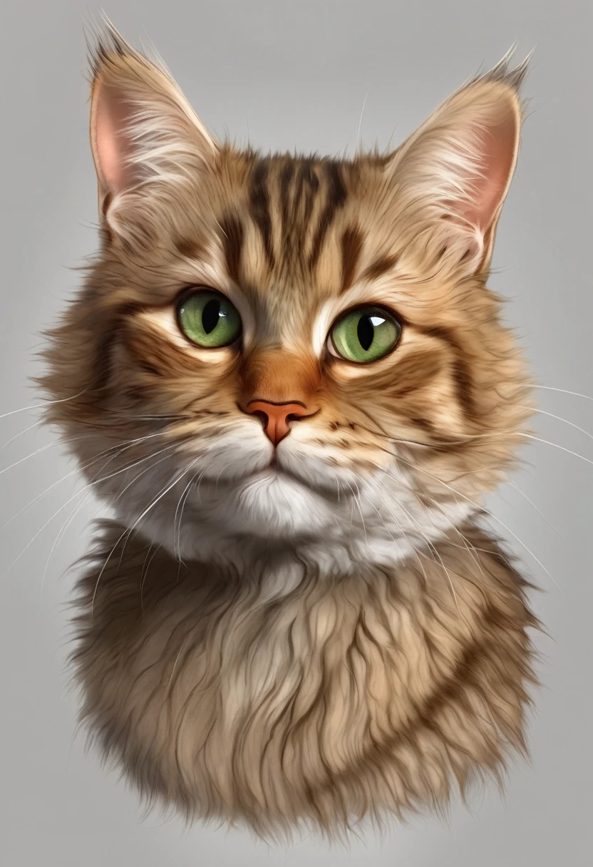 Cute and gentle cat, Ultra high definition 8k, Portraiture, Realistic, Very detailed, Adorable, Soft fur, Gentle expression, Warm lighting, Detailed facial features, Large expressive eyes, Detailed beard, Intricate details, natural environment, green々Leaf, photoRealistic, masterpiece, Highest quality