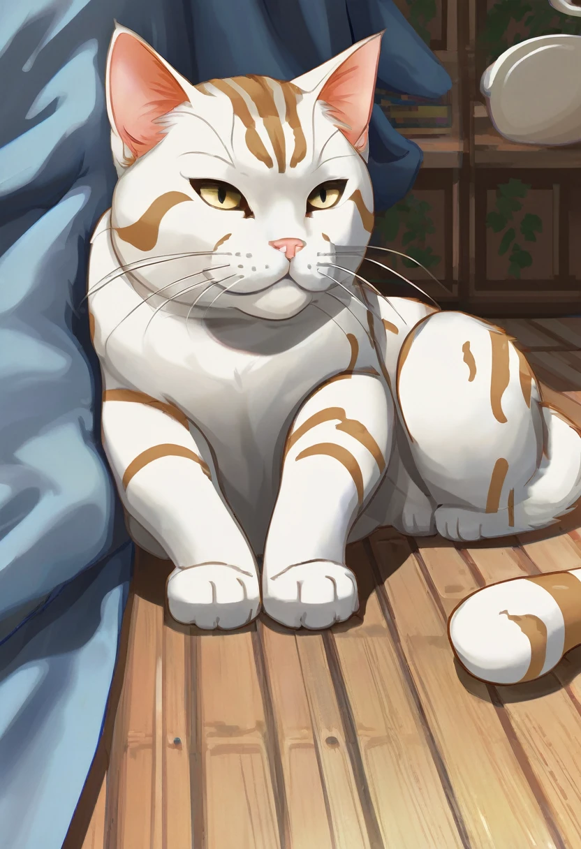 Cat、Realistic depiction、From the face down, the body of a muscular man、