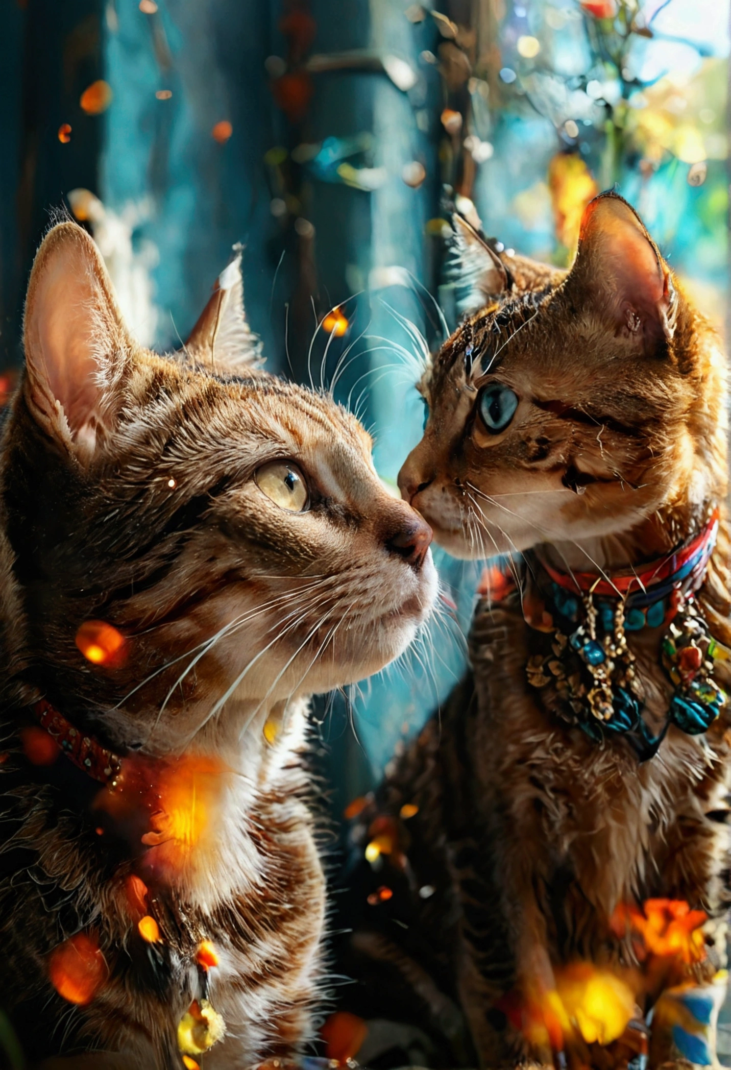 A tabby cat and a dog