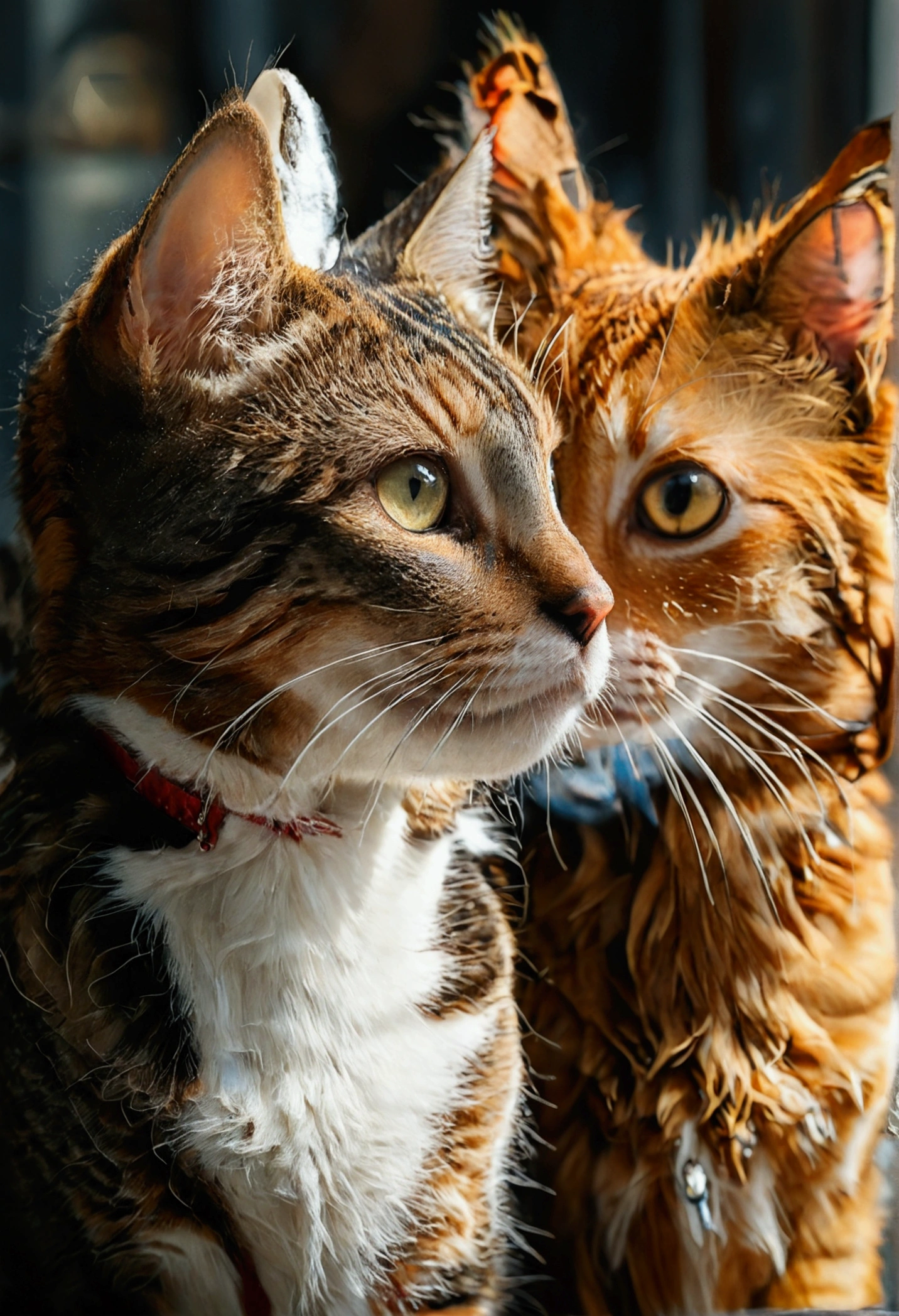 A tabby cat and a dog