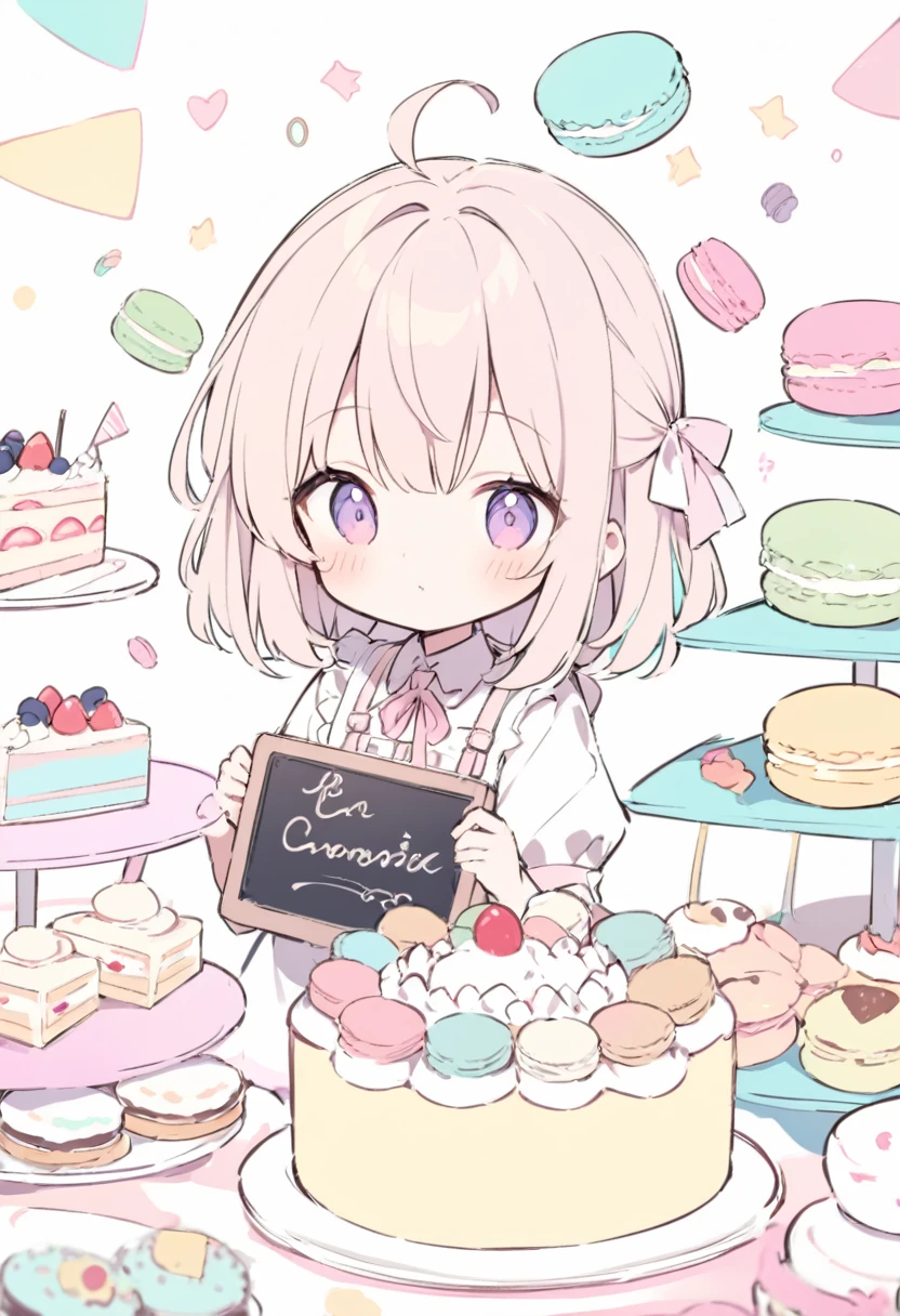 Q board，cake，Cute girl，Sweet，cute，Macaron Colors，sketch