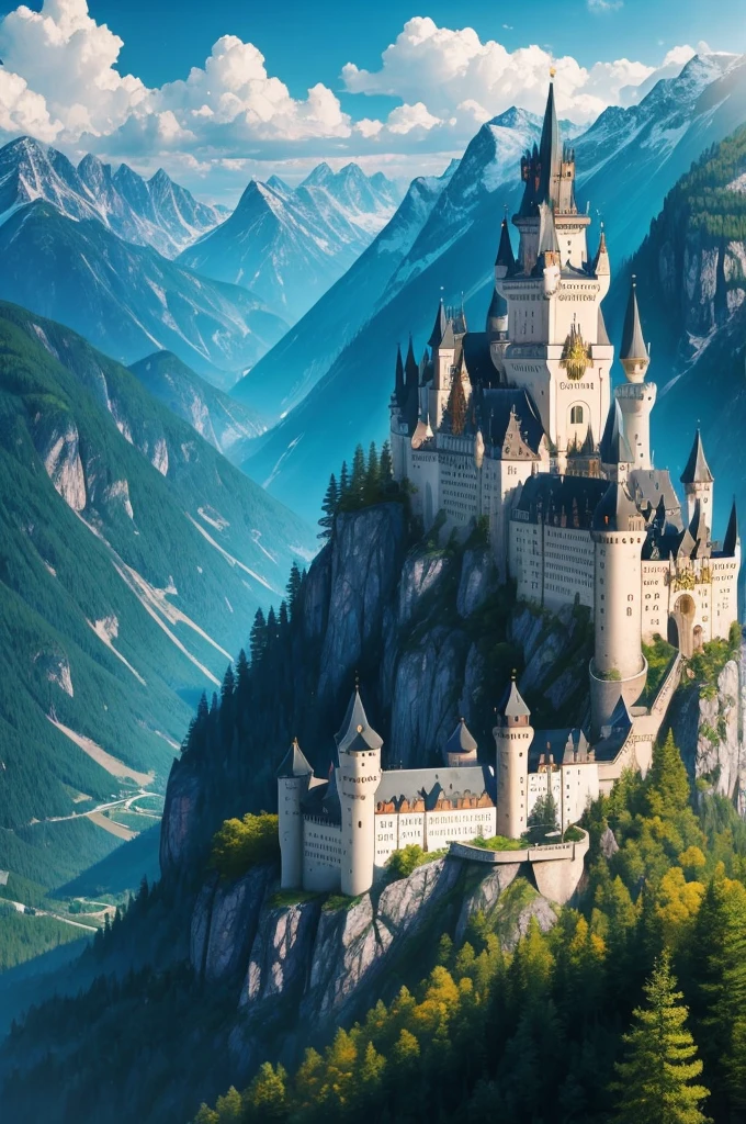 German castles in the mountains.
