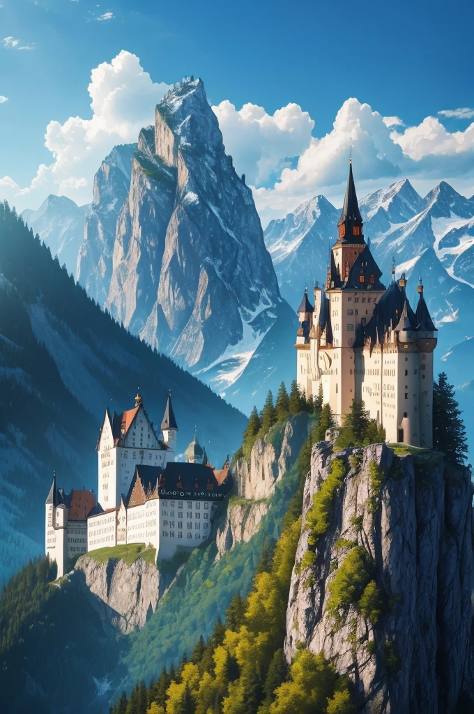 German castles in the mountains.