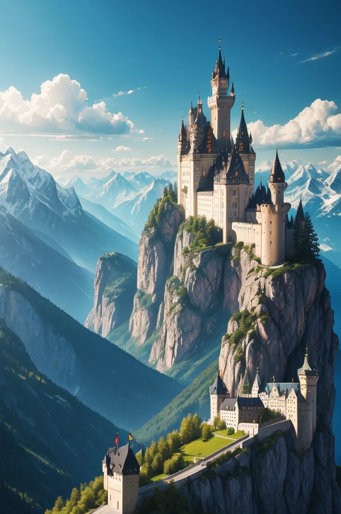 German castles in the mountains.