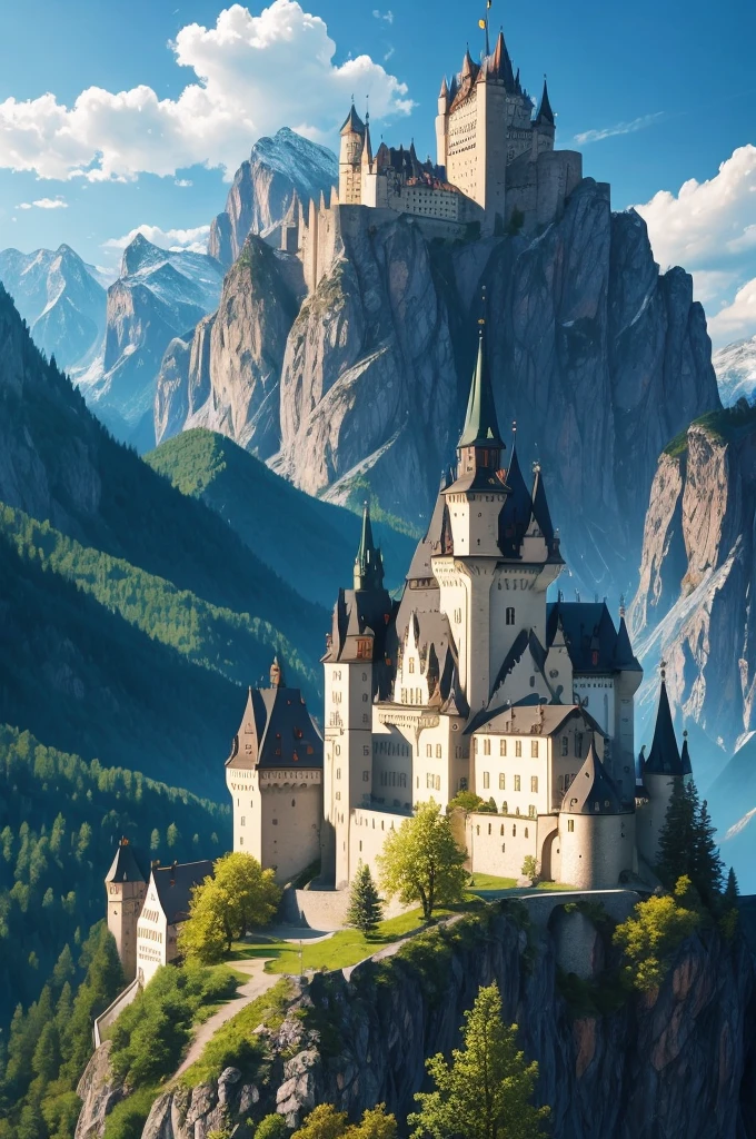 German castles in the mountains.