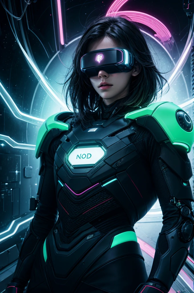 best quality, head-mounted display,
(1 boy), twink, exposed belly, surrounded by azure neon, short black messy hair, short black hair, NodesTech mascara, NodesTech headdress, ethereal hair, multicolored black hair, wearing crop top cyborg armor
BREAK sci-fi background, detailed background, azure neon background, data space