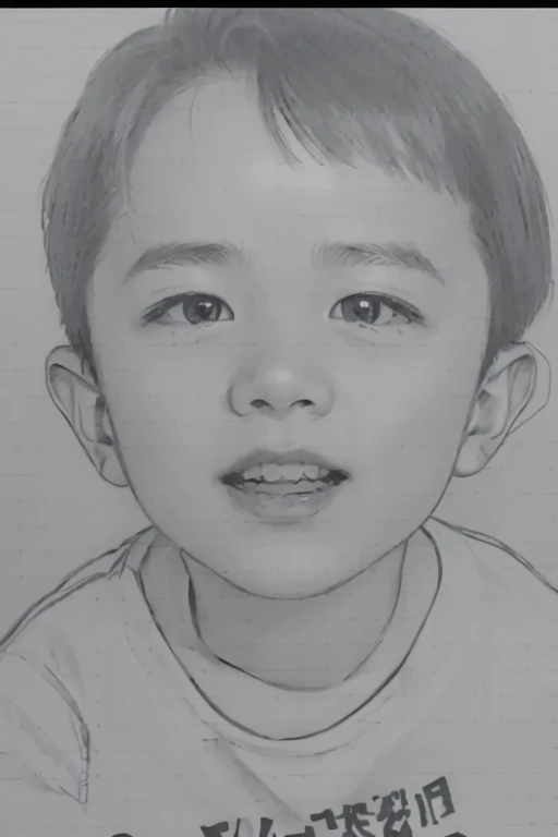 picture of a young boy with a medal around his neck, Detailed face of asian boy, by Ayako Rokkaku, Inspired by Takeharu Matsumura, By Yasutomo Oka, Pencil sketch, Close-up portrait, By Yuki Ogura, Inspired by Huang Gongwang, Based on a child&#39;s picture, picture、Generate a color photo。