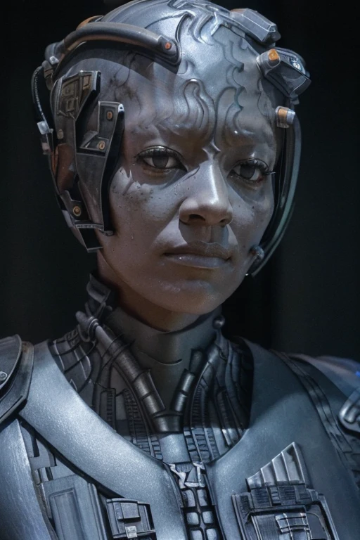 (tawny newsome:1.2), (black skin:1.2), (liquid metal girl sttldunf uniform:1.2),Borg (Liquid Metal sttldunf uniform:1.2) being (((gray skin veins metal armor Borg))) ballgag, leather catsuit, belt, lying, prisoner, (best quality,4k,8k,highres,masterpiece:1.2),ultra-detailed,(realistic,photorealistic,photo-realistic:1.37),dark moody lighting,dramatic chiaroscuro,cinematic, (portrait:1.2)
