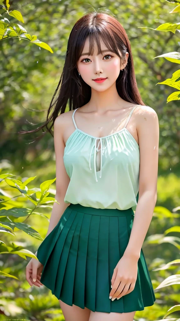 ，masterpiece, Highest quality，8k, Ultra-high resolution，Real Light and Shadow，Cinema Lenses，(Beautiful Eyes:1.1)， ((Medium shot scenes，Upper body))，Dynamic Pose，In the green grassland，A gentle goddess came with gentle steps。She is completely naked and spread-legged，Wet vagina、A gentle breeze blows，The skirt flutters lightly。The sun shines through the leaves into her hair，Reflecting her clear eyes and gentle smile。Colorful butterflies fluttered around her.，Flowers bloomed at her feet，It was as if nature was cheering her on.。