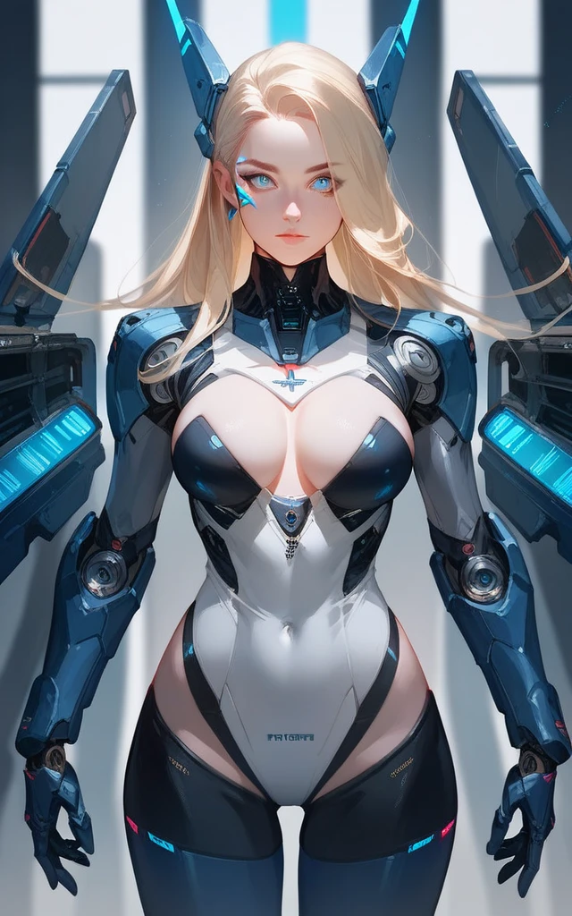 girl, ultron, blonde, blue eyes, Hyper Realistic, masterpiece