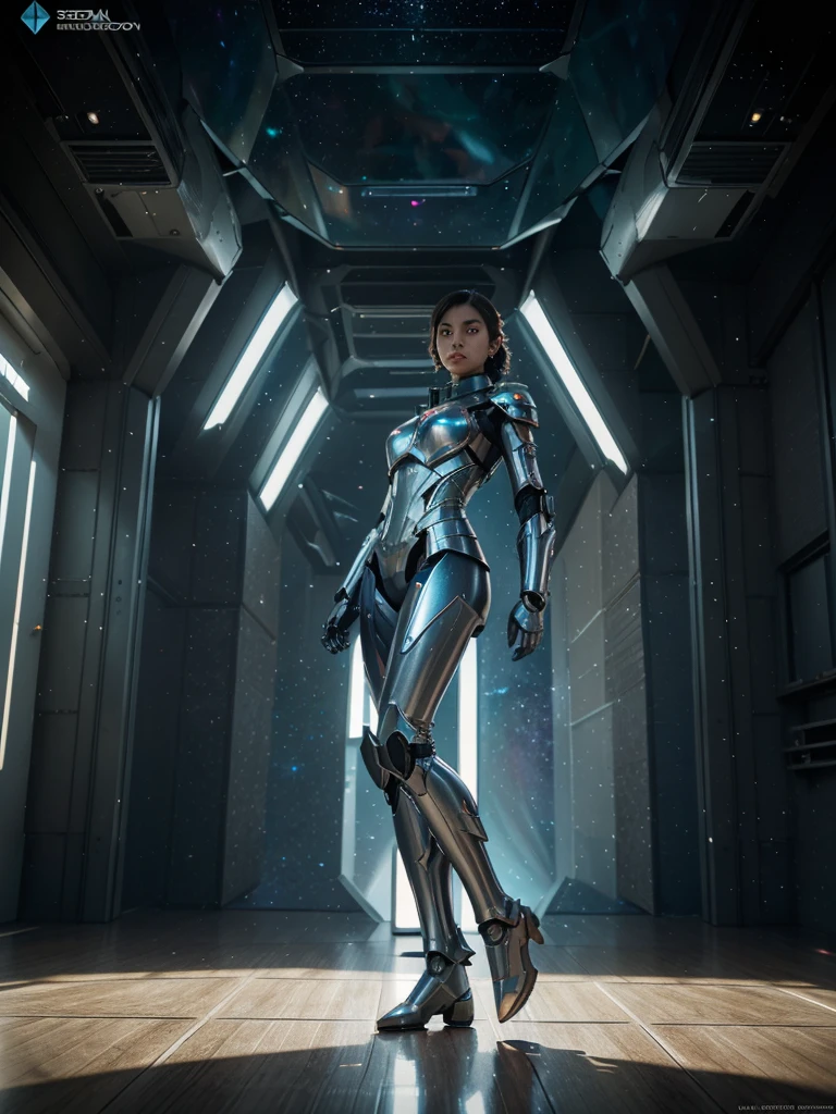 mecha couple girl with prism armor, sci-fi, mirror armor, constellation space mandal background, trees, shorter neck, big modification detailed feet, portrait, dynamic flying pose, highly detailed, digital painting, artstation, concept art, smooth, sharp focus, illustration, cinematic lighting, art by artgerm and greg rutkowski and alphonse mucha